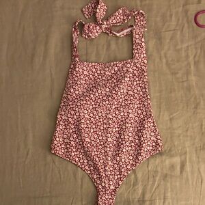 Red Floral Free People Bodysuit
